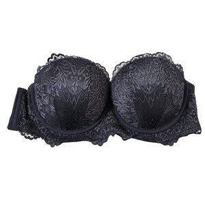 NWOT | Black Lace Strapless Convertible Bra Set Padded Underwire | 34B